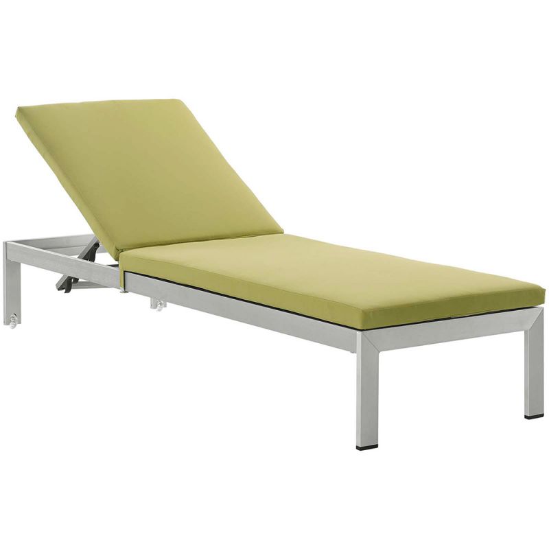 Modway - Shore Outdoor Patio Aluminum Chaise with Cushions - EEI-5547-SLV-PER