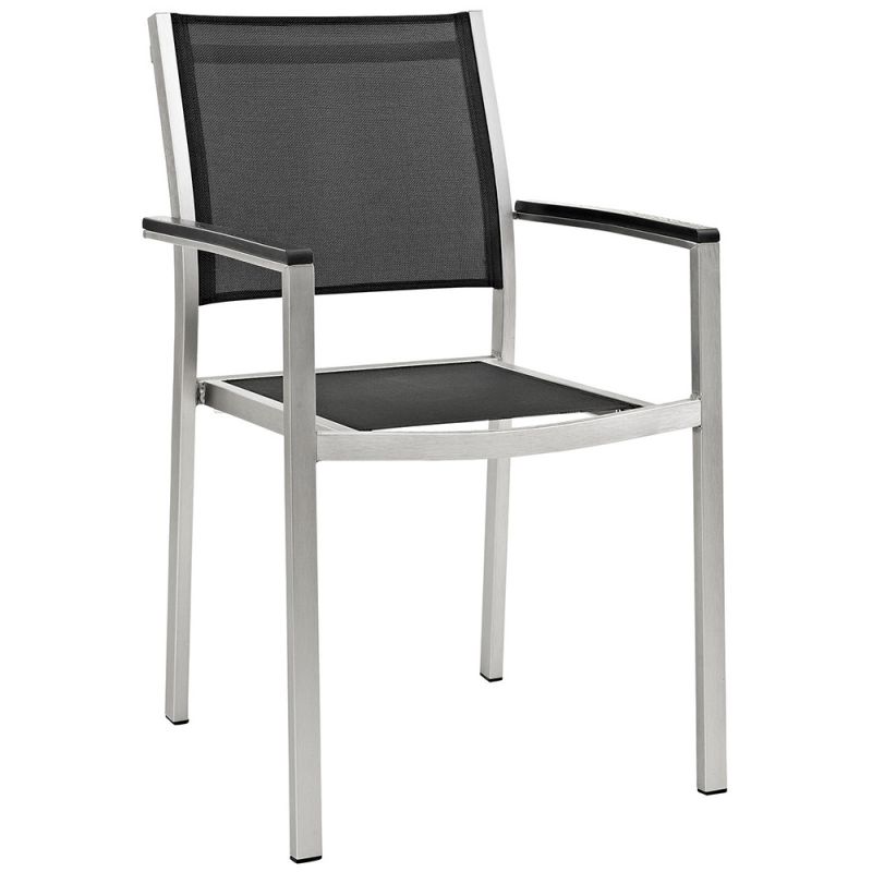 Modway - Shore Outdoor Patio Aluminum Dining Chair - EEI-2272-SLV-BLK