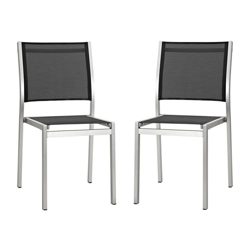 Modway - Shore Side Chair Outdoor Patio Aluminum (Set of 2) - EEI-2585-SLV-BLK-SET