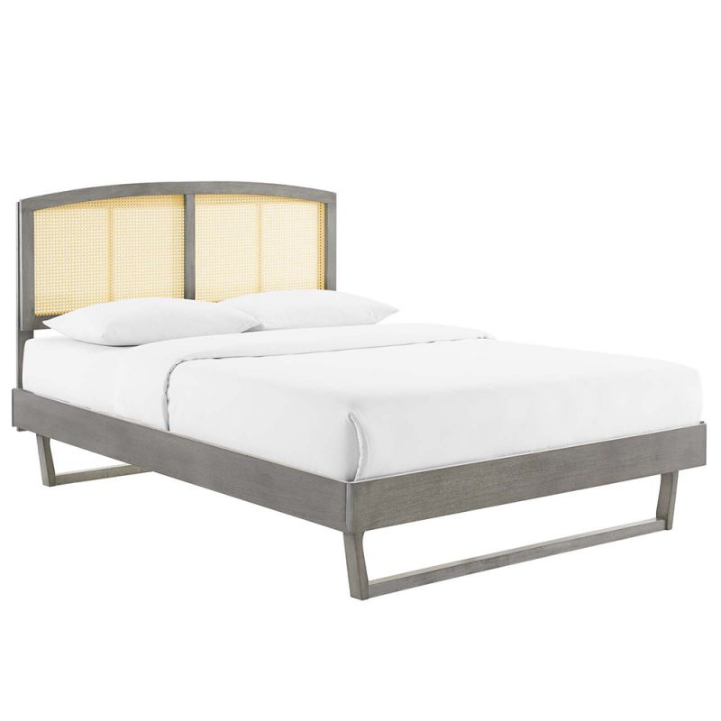 Modway - Sierra Cane and Wood Queen Platform Bed With Angular Legs - MOD-6375-GRY