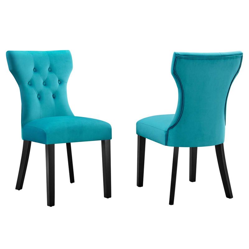 Modway - Silhouette Performance Velvet Dining Chairs - (Set of 2) - EEI-5014-BLU