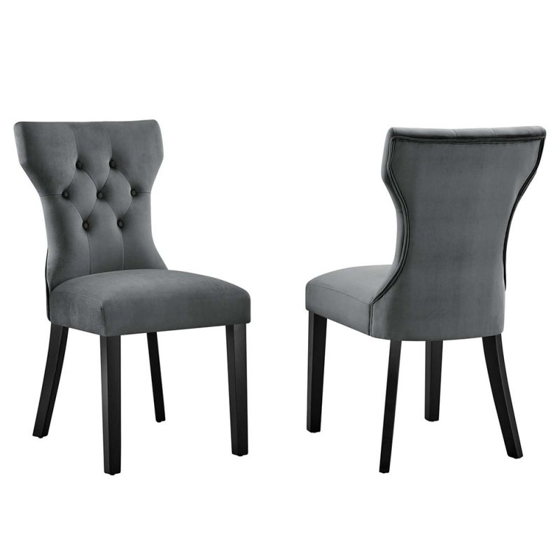 Modway - Silhouette Performance Velvet Dining Chairs - (Set of 2) - EEI-5014-GRY