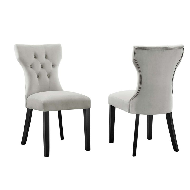 Modway - Silhouette Performance Velvet Dining Chairs - (Set of 2) - EEI-5014-LGR