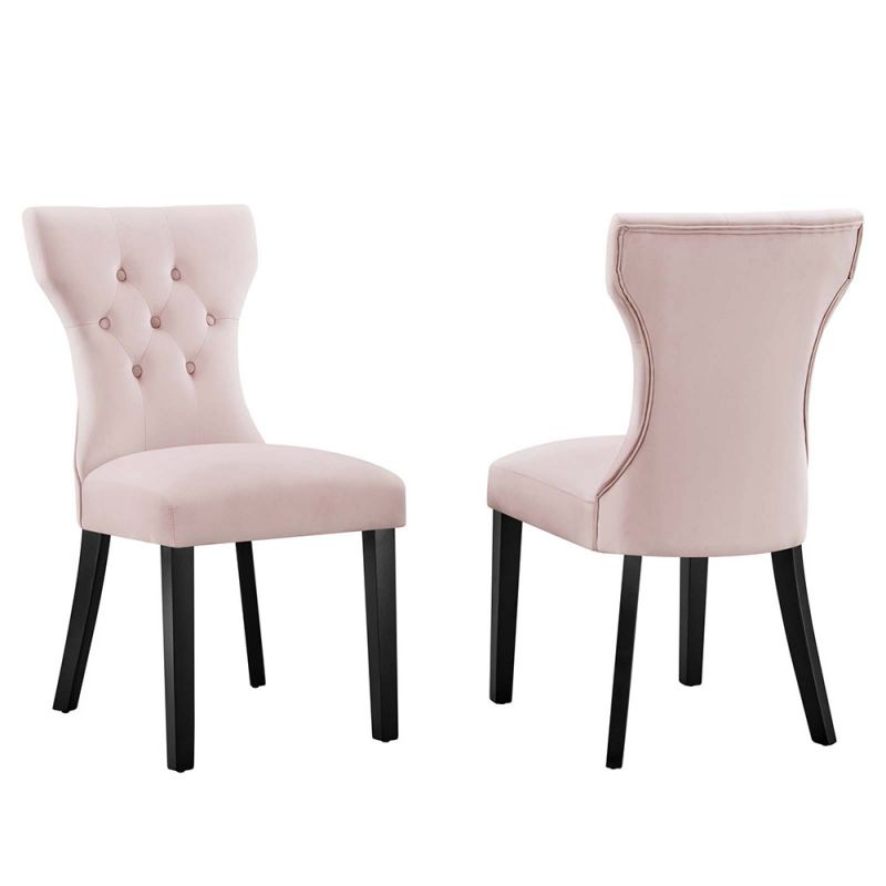 Modway - Silhouette Performance Velvet Dining Chairs - (Set of 2) - EEI-5014-PNK