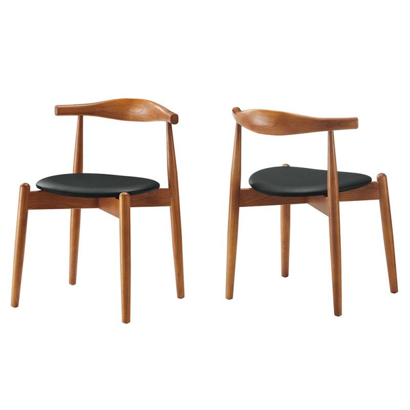 Modway - Stalwart Dining Side Chairs (Set of 2) in Dark Walnut Black - EEI-1377-DWL-BLK