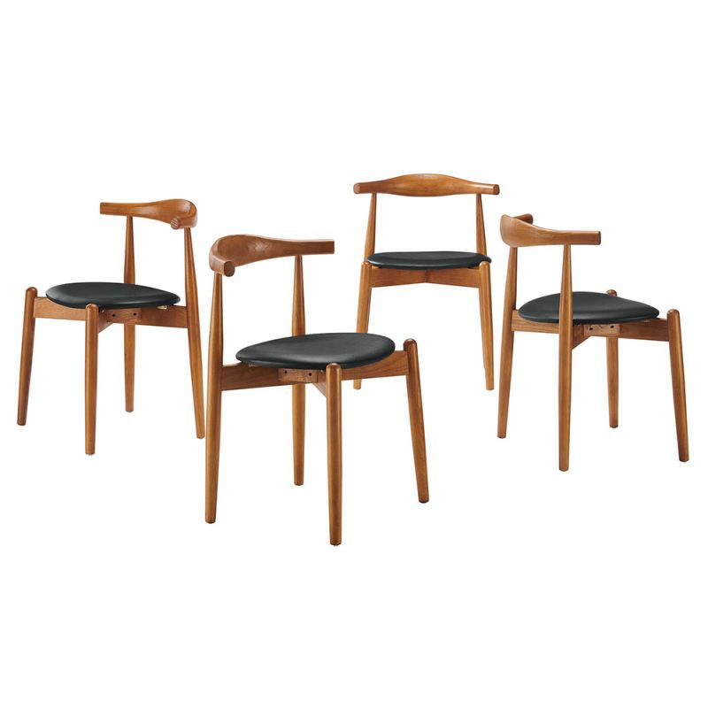 Modway - Stalwart Dining Side Chairs (Set of 4) in Dark Walnut Black - EEI-1378-DWL-BLK