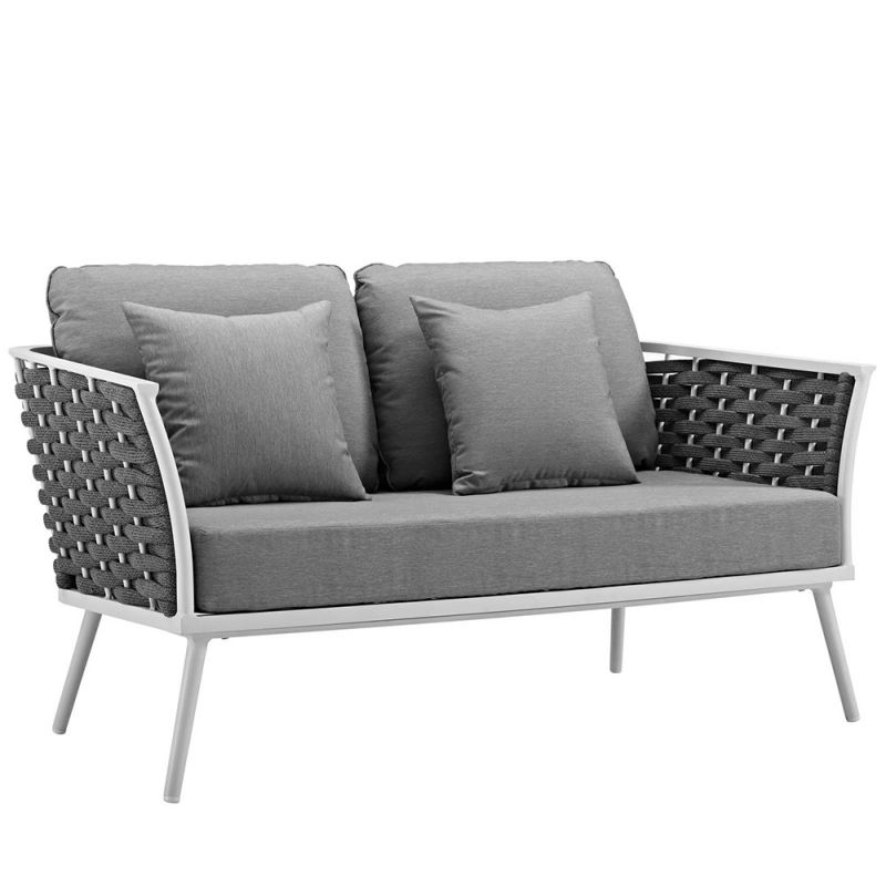 Modway - Stance Outdoor Patio Aluminum Loveseat - EEI-3019-WHI-GRY