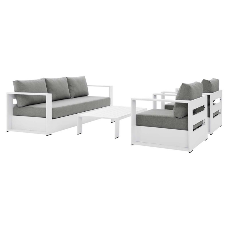 Modway - Tahoe Outdoor Patio Powder-Coated Aluminum 4-Piece Set - EEI-5749-WHI-GRY