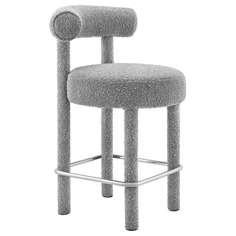 Modway - Toulouse Boucle Fabric Counter Stool - EEI-6383-LGR-SLV