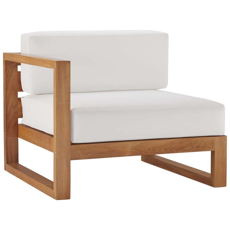 Modway - Upland Outdoor Patio Teak Wood Left-Arm Chair - EEI-4124-NAT-WHI