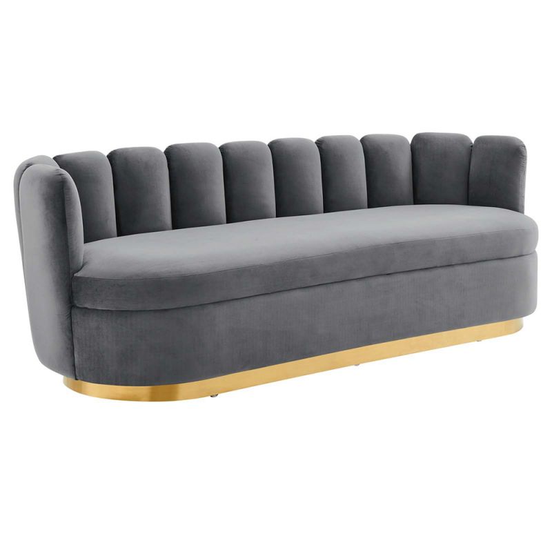 Modway - Victoria Channel Tufted Performance Velvet Sofa - EEI-5017-GRY