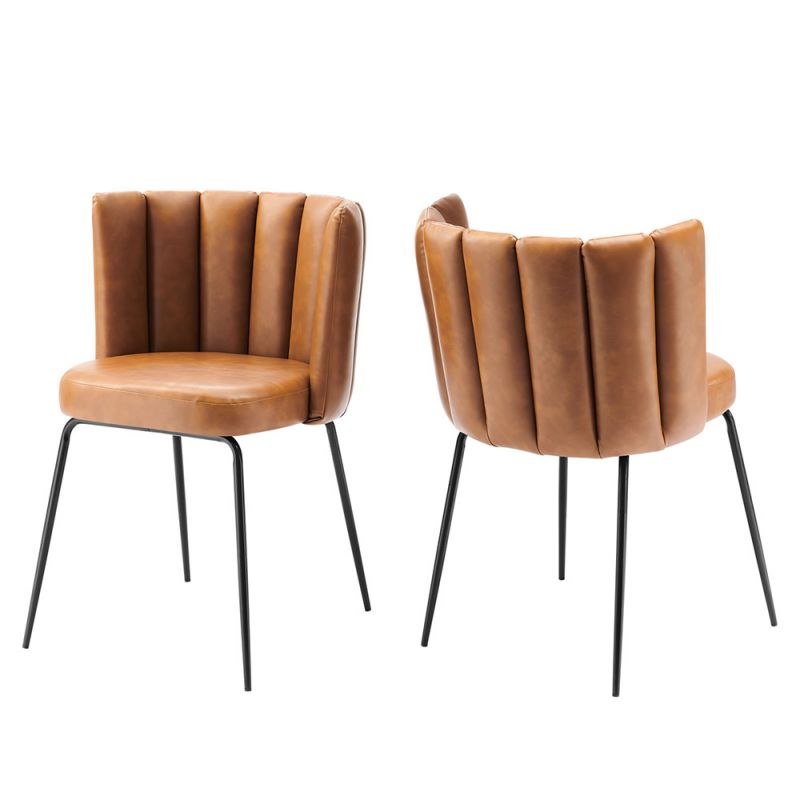 Modway - Virtue Vegan Leather Dining Chair (Set of 2) - EEI-4676-BLK-TAN