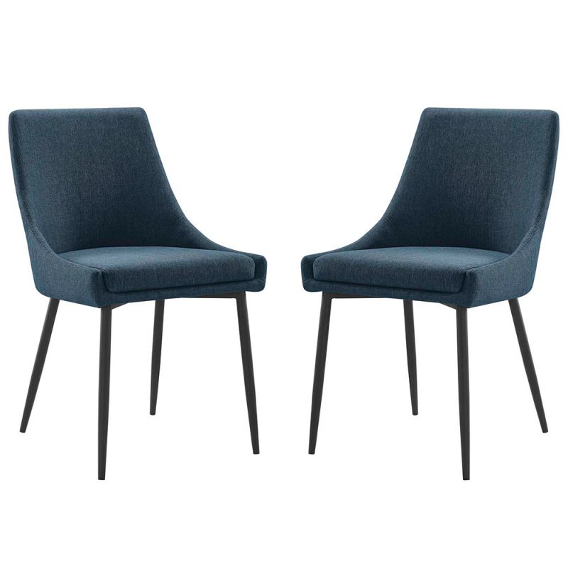 Modway - Viscount Upholstered Fabric Dining Chairs - (Set of 2) in Black Azure - EEI-3809-BLK-AZU