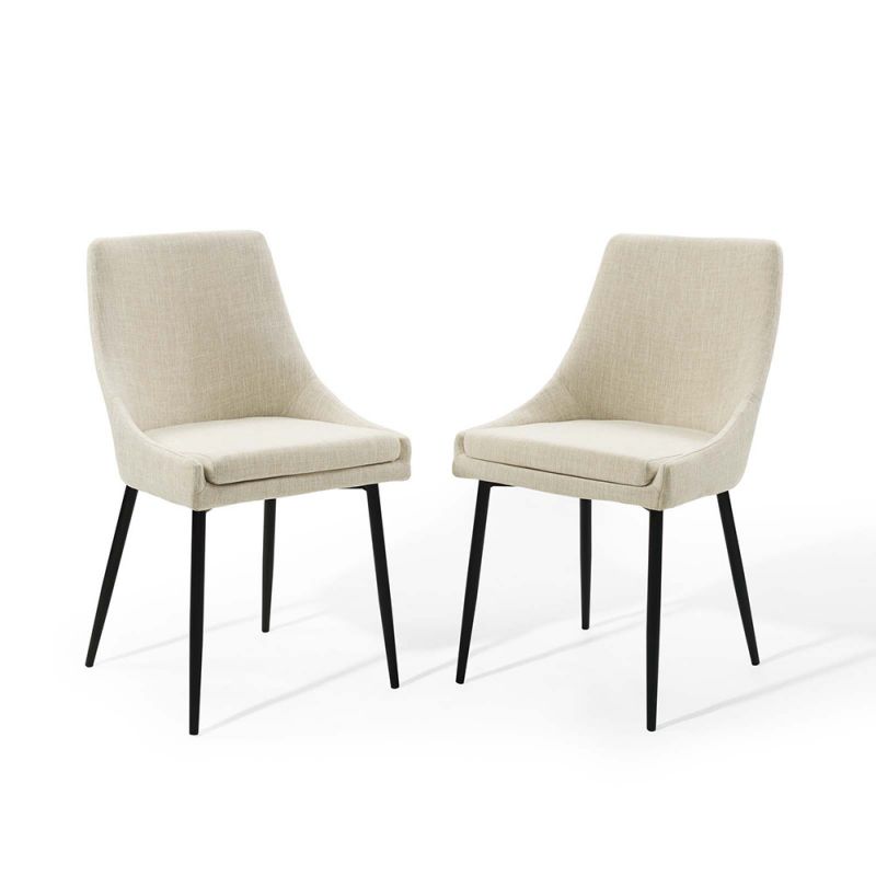 Modway - Viscount Upholstered Fabric Dining Chairs - (Set of 2) in Black Beige - EEI-3809-BLK-BEI
