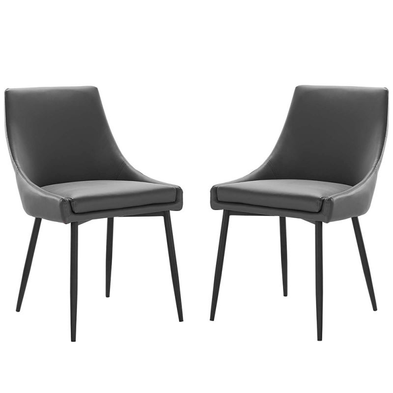 Modway - Viscount Vegan Leather Dining Chairs - (Set of 2) - EEI-4827-BLK-GRY