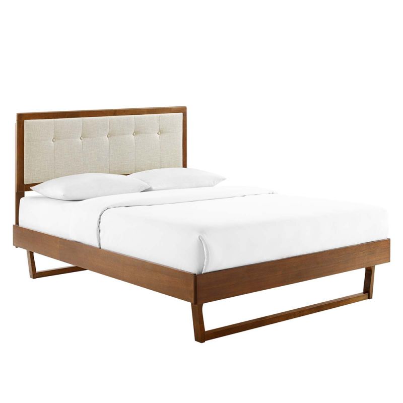 Modway - Willow Full Wood Platform Bed With Angular Frame - MOD-6634-WAL-BEI