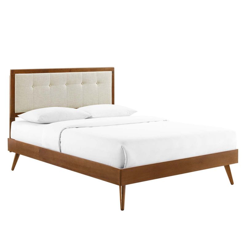 Modway - Willow Full Wood Platform Bed With Splayed Legs - MOD-6637-WAL-BEI