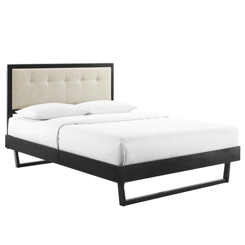 Modway - Willow King Wood Platform Bed With Angular Frame - MOD-6635-BLK-BEI