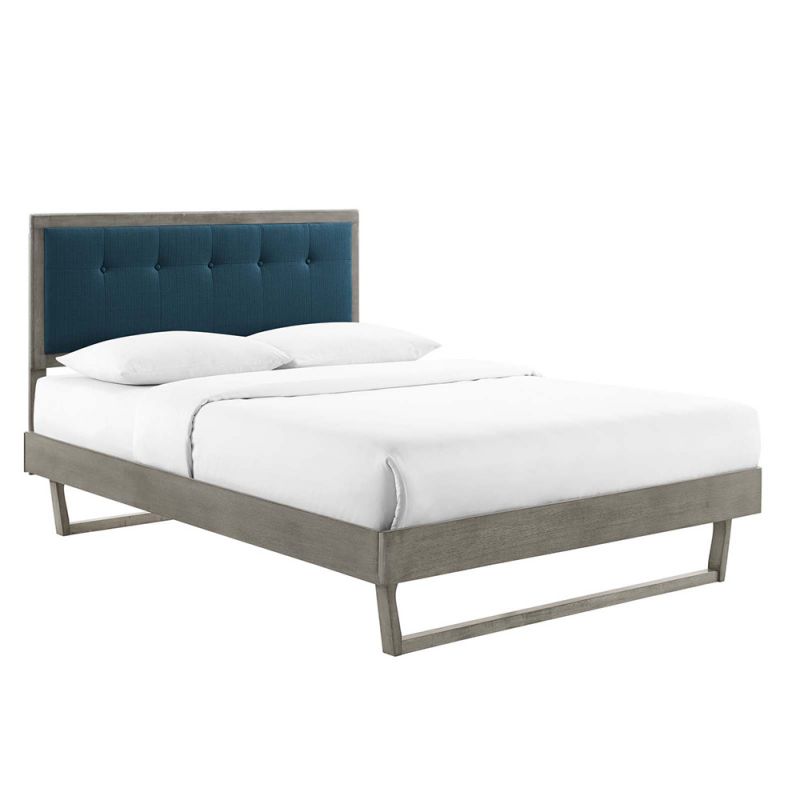 Modway - Willow King Wood Platform Bed With Angular Frame - MOD-6635-GRY-AZU