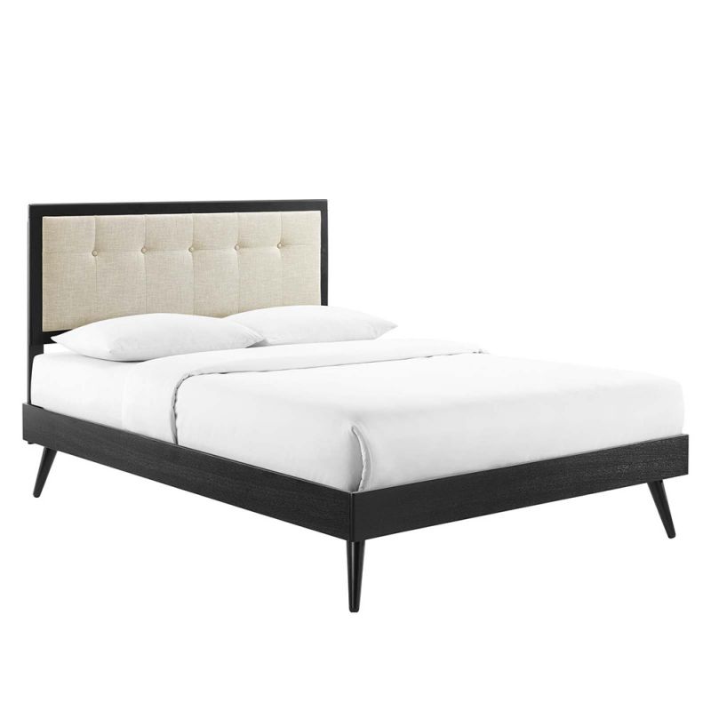 Modway - Willow King Wood Platform Bed With Splayed Legs - MOD-6638-BLK-BEI