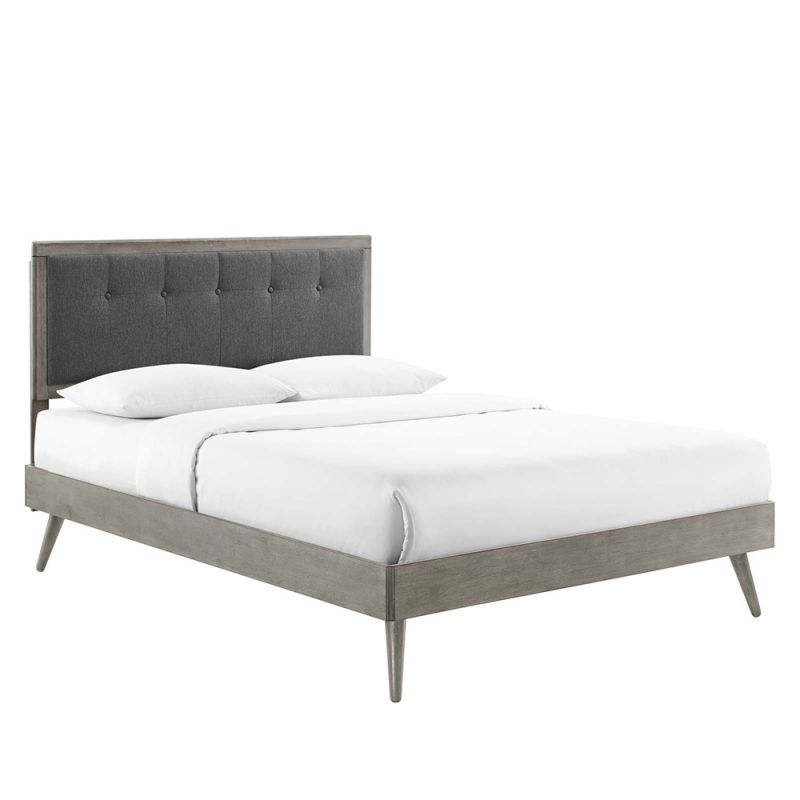 Modway - Willow King Wood Platform Bed With Splayed Legs - MOD-6638-GRY-CHA