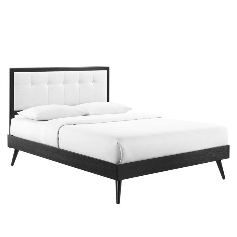Modway - Willow Twin Wood Platform Bed With Splayed Legs - MOD-6639-BLK-WHI