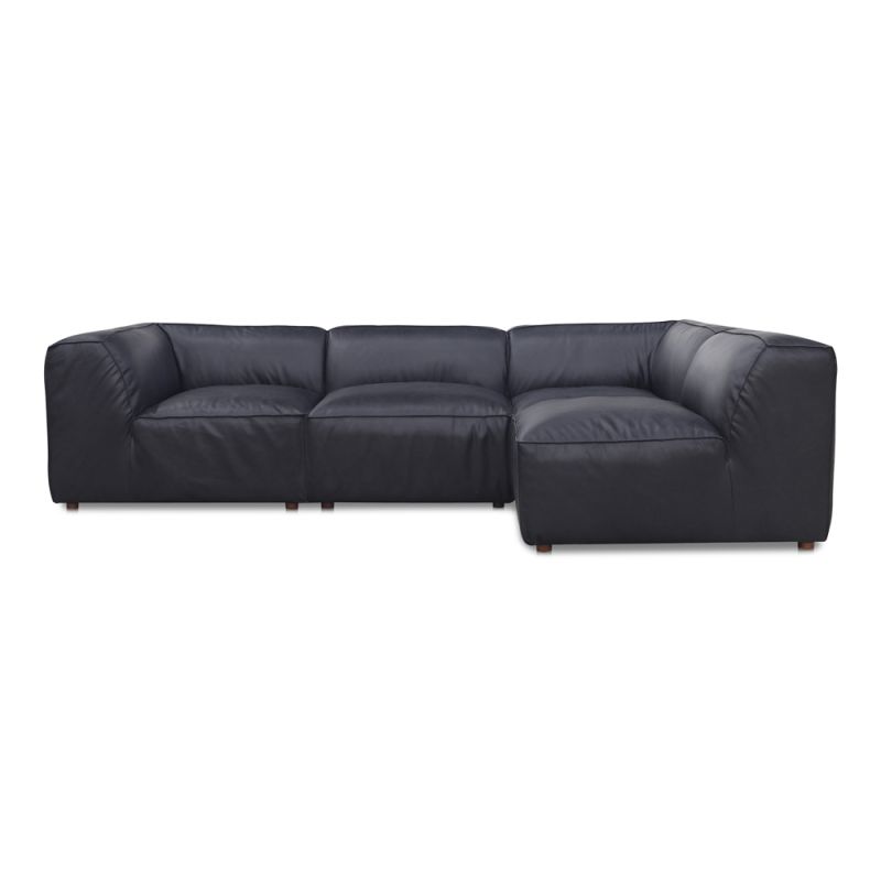 Moes Home - Form Signature Modular Sectional Vantage Black Leather - XQ-1004-02