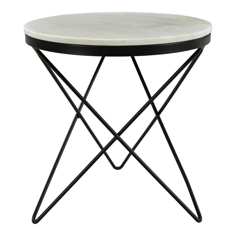 Moes Home - Haley Side Table with Black Base - IK-1001-02