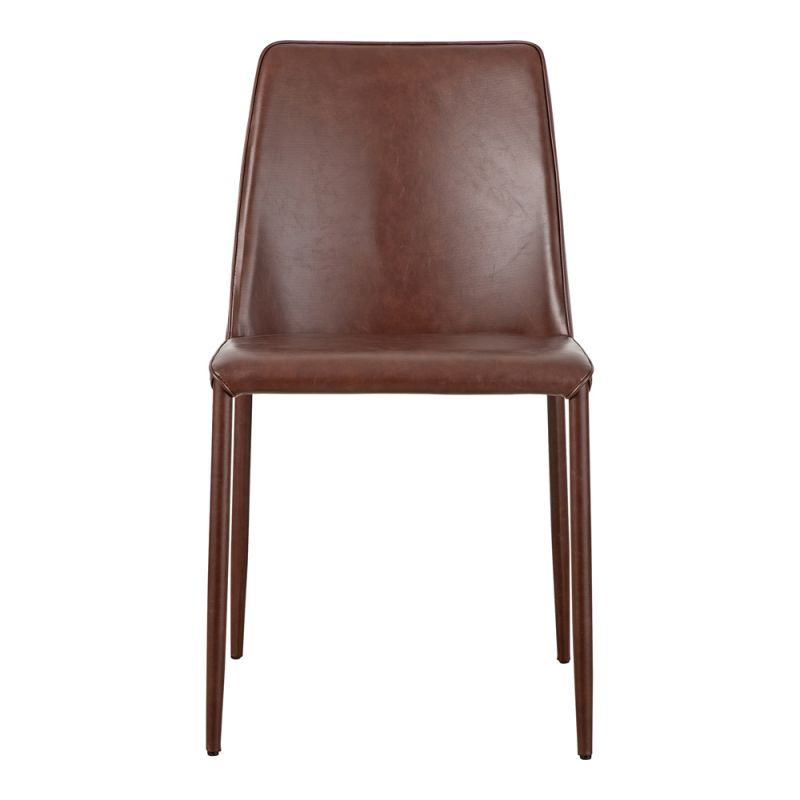 Moes Home - Nora Dining Chair Smoked Cherry Vegan Leather - (Set of 2) - YM-1004-06