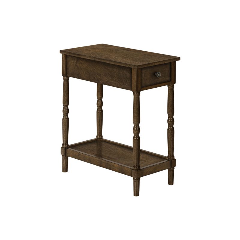 Monarch Specialties - Accent Table, 2 Tier, End, Side Table, Nightstand, Bedroom, Narrow, Lamp, Storage Drawer, Brown Veneer, Traditional - I 3957