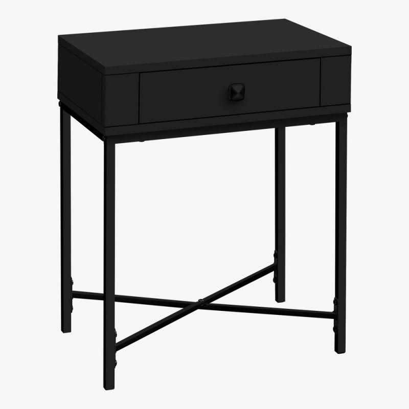 Monarch Specialties - Accent Table, Side, End, Nightstand, Lamp, Storage Drawer, Living Room, Bedroom, Metal, Laminate, Black, Contemporary, Modern - I-3542