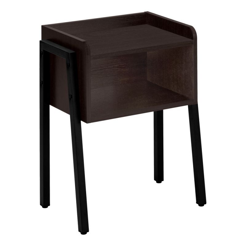 Monarch Specialties - Accent Table, Side, End, Nightstand, Lamp, Living Room, Bedroom, Metal, Laminate, Brown, Black, Contemporary, Modern - I-3593