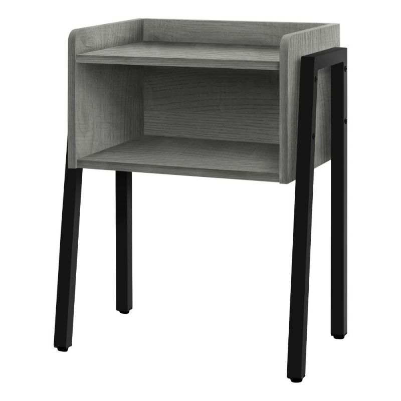 Monarch Specialties - Accent Table, Side, End, Nightstand, Lamp, Living Room, Bedroom, Metal, Laminate, Grey, Black, Contemporary, Modern - I-3591