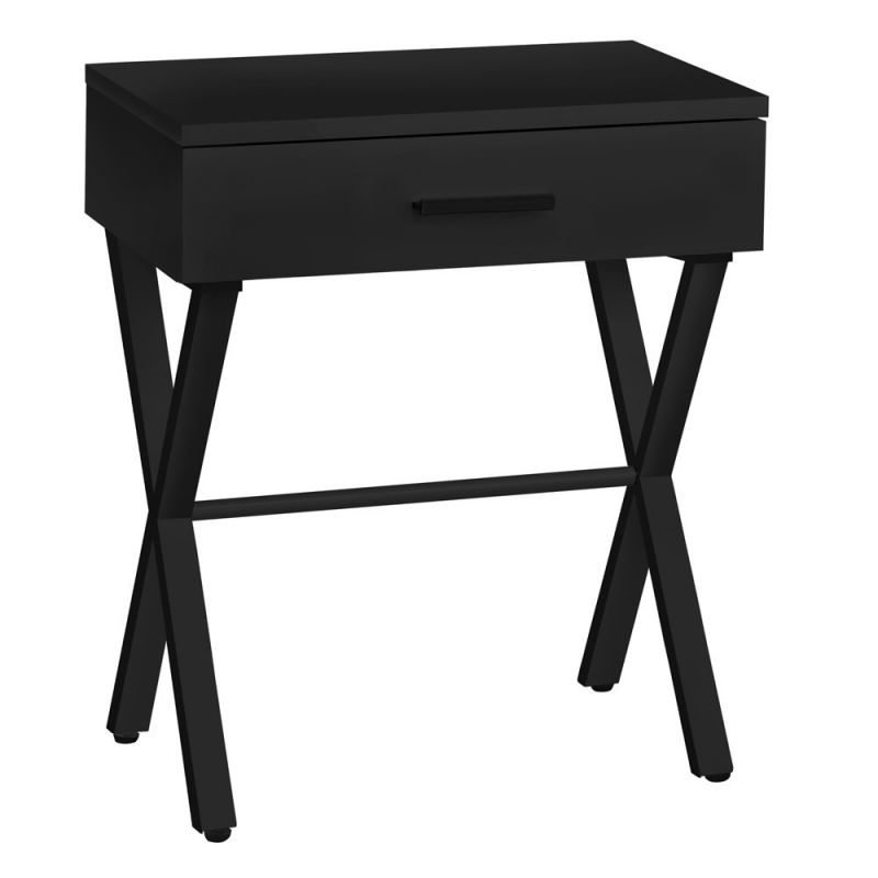 Monarch Specialties - Accent Table, Side, End, Nightstand, Lamp, Storage Drawer, Living Room, Bedroom, Metal, Laminate, Black, Contemporary, Modern - I-3605