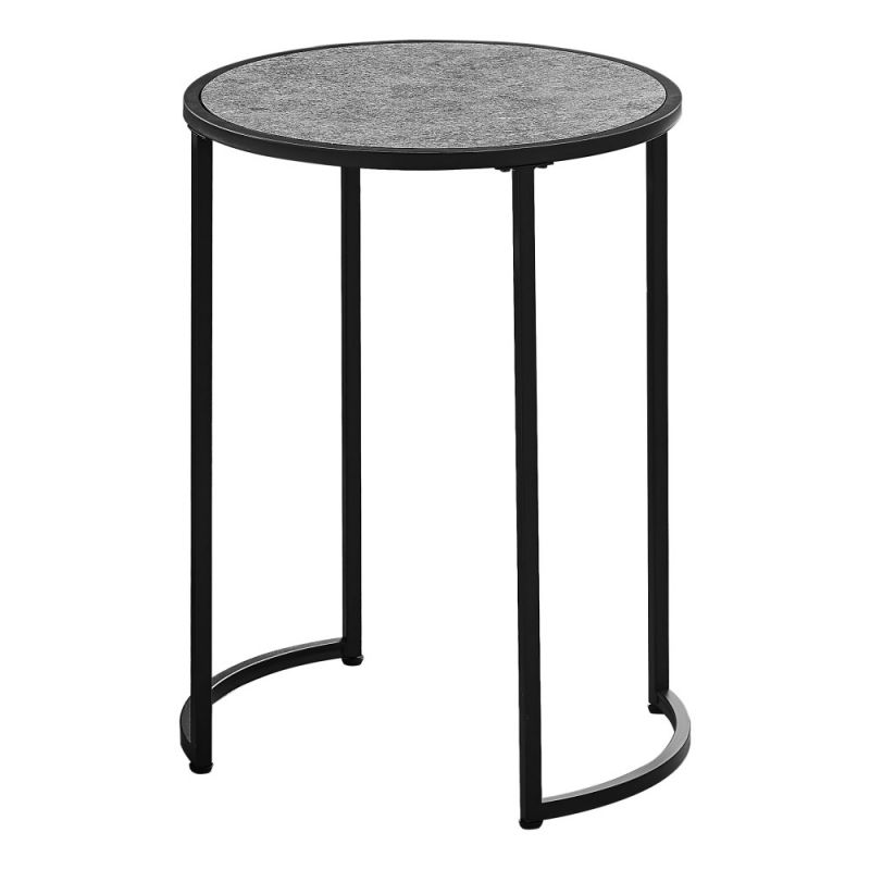 Monarch Specialties - Accent Table, Side, Round, End, Nightstand, Lamp, Living Room, Bedroom, Metal, Laminate, Grey, Black, Contemporary, Modern - I-2206