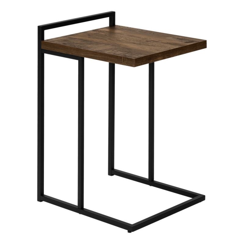 Monarch Specialties - Accent Table, C-Shaped, End, Side, Snack, Living Room, Bedroom, Metal, Laminate, Brown, Black, Contemporary, Modern - I-3630