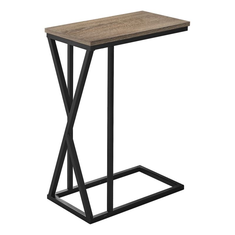 Monarch Specialties - Accent Table, C-Shaped, End, Side, Snack, Living Room, Bedroom, Metal, Laminate, Brown, Black, Contemporary, Modern - I-3249