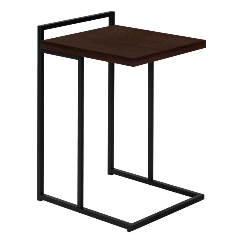 Monarch Specialties - Accent Table, C-Shaped, End, Side, Snack, Living Room, Bedroom, Metal, Laminate, Brown, Black, Contemporary, Modern - I-3635