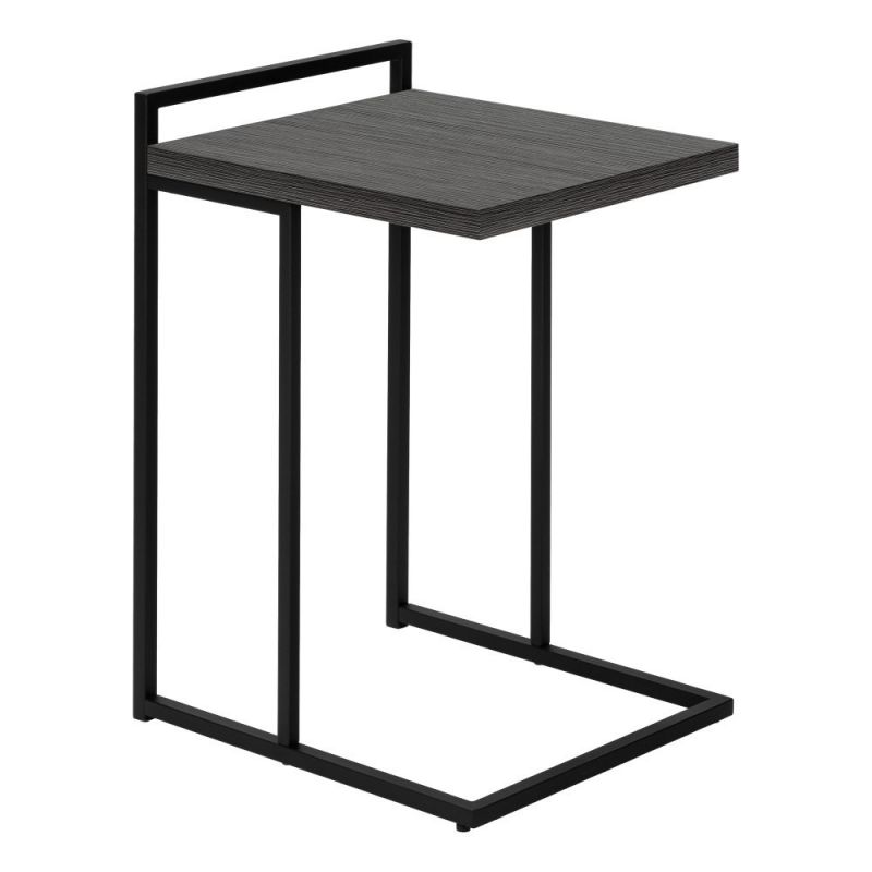 Monarch Specialties - Accent Table, C-Shaped, End, Side, Snack, Living Room, Bedroom, Metal, Laminate, Grey, Black, Contemporary, Modern - I-3634