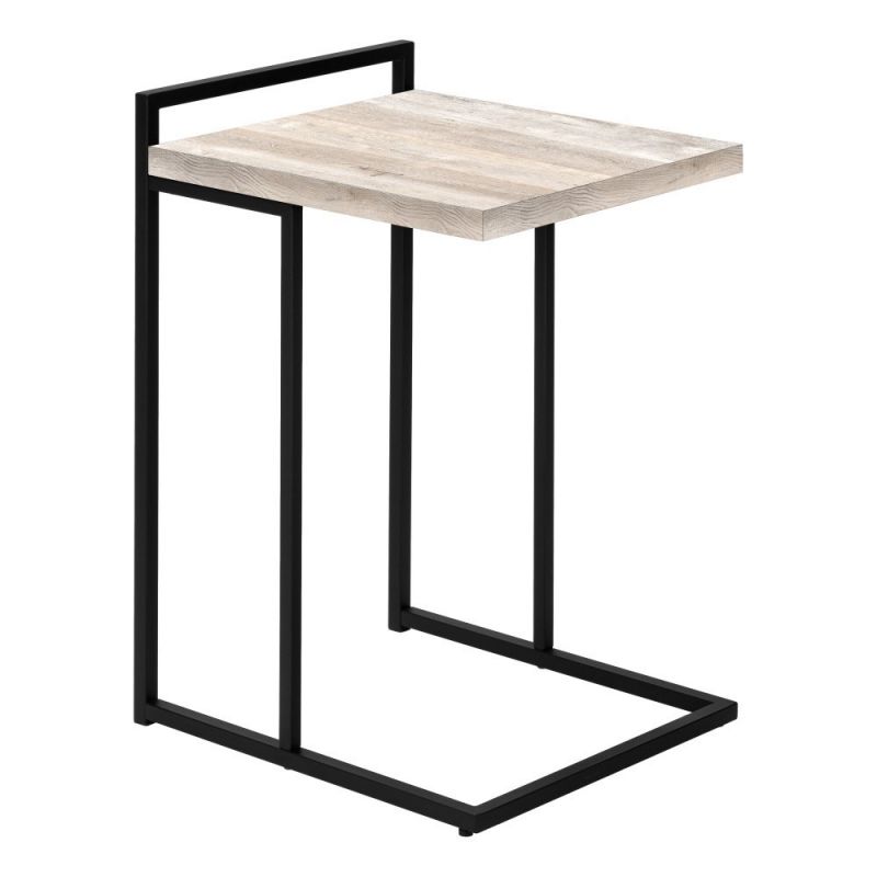 Monarch Specialties - Accent Table, C-Shaped, End, Side, Snack, Living Room, Bedroom, Metal, Laminate, Beige, Black, Contemporary, Modern - I-3632