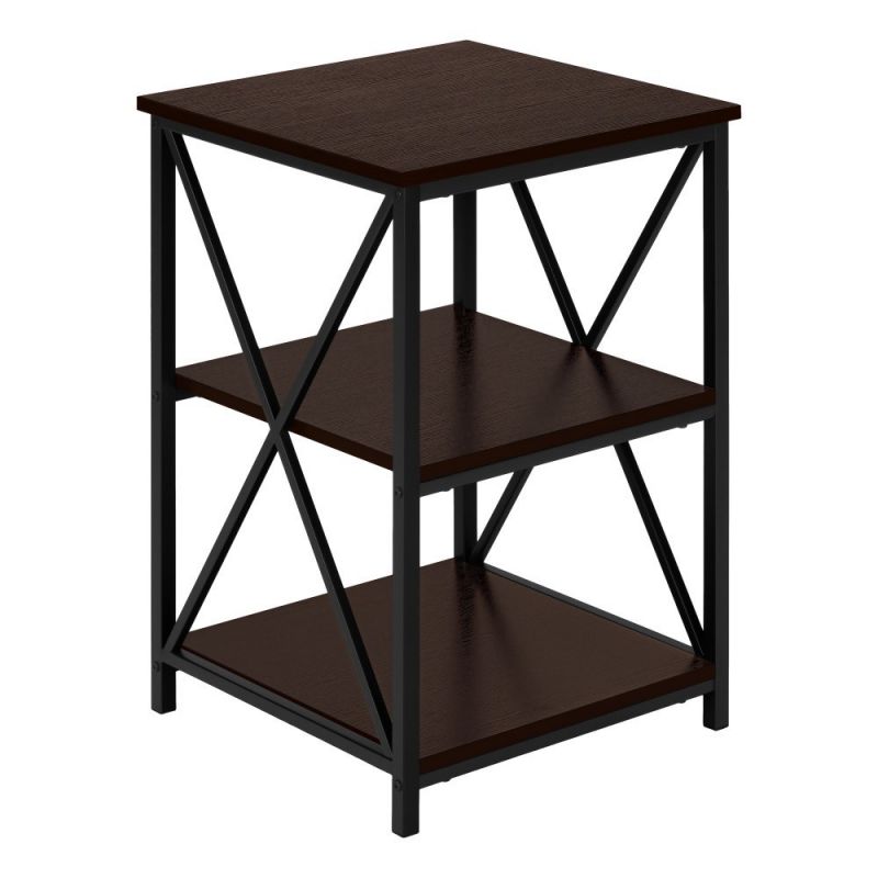 Monarch Specialties - Accent Table, Side, End, Nightstand, Lamp, Living Room, Bedroom, Metal, Laminate, Brown, Black, Contemporary, Modern - I-3598