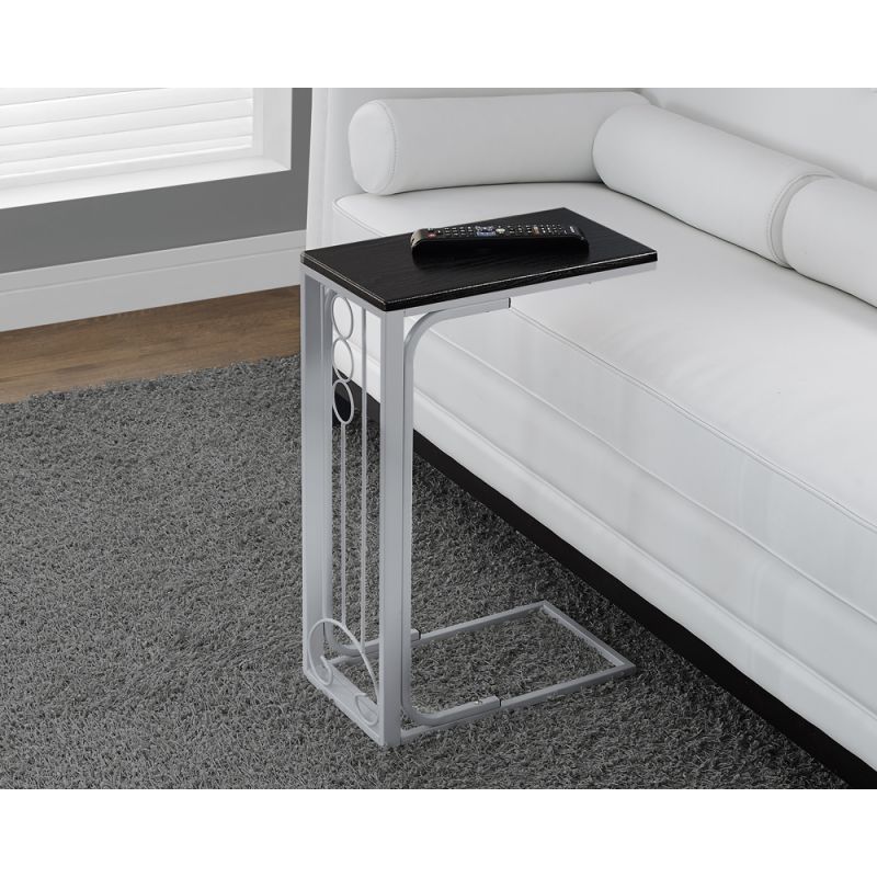 Monarch Specialties - Accent Table, C-Shaped, End, Side, Snack, Living Room, Bedroom, Metal, Laminate, Black, Grey, Transitional - I-3137