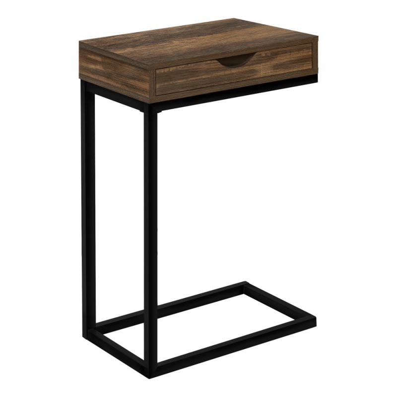 Monarch Specialties - Accent Table, C-Shaped, End, Side, Snack, Storage Drawer, Living Room, Bedroom, Metal, Laminate, Brown, Black, Contemporary, Modern - I-3602