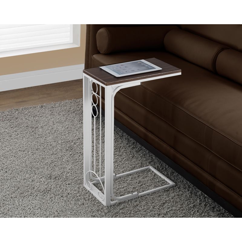 Monarch Specialties - Accent Table, C-Shaped, End, Side, Snack, Living Room, Bedroom, Metal, Laminate, Brown, White, Transitional - I-3136