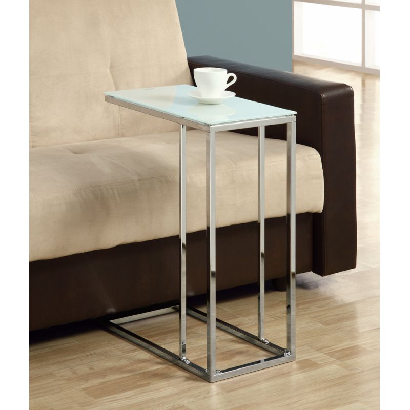 Monarch Specialties - Accent Table, C-Shaped, End, Side, Snack, Living Room, Bedroom, Metal, Tempered Glass, Chrome, Contemporary, Modern - I-3000