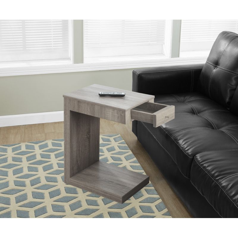 Monarch Specialties - Accent Table, C-Shaped, End, Side, Snack, Storage Drawer, Living Room, Bedroom, Laminate, Brown, Contemporary, Modern - I-3191