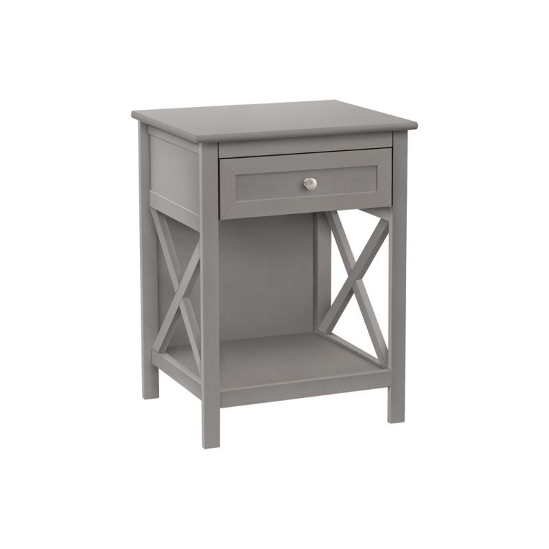 Monarch Specialties - Accent Table, End, Side Table, 2 Tier, Bedroom, Nightstand, Lamp, Storage Drawer, Antique Grey Veneer, Transitional - I 3985