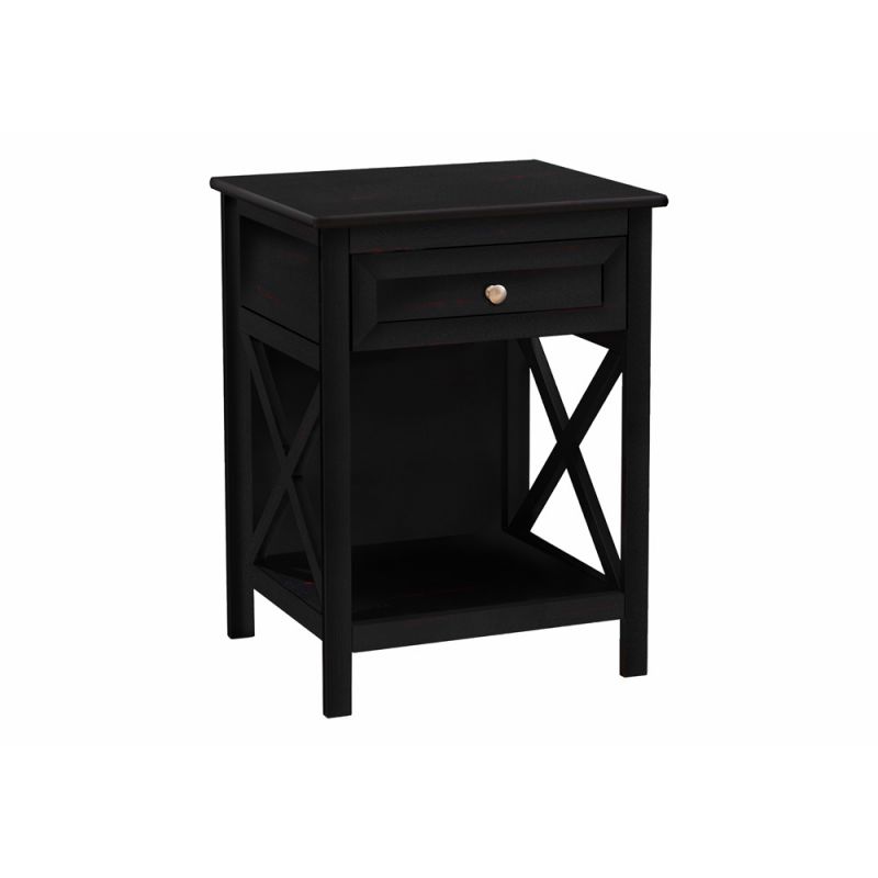 Monarch Specialties - Accent Table, End, Side Table, 2 Tier, Bedroom, Nightstand, Lamp, Storage Drawer, Black Veneer, Transitional - I 3986
