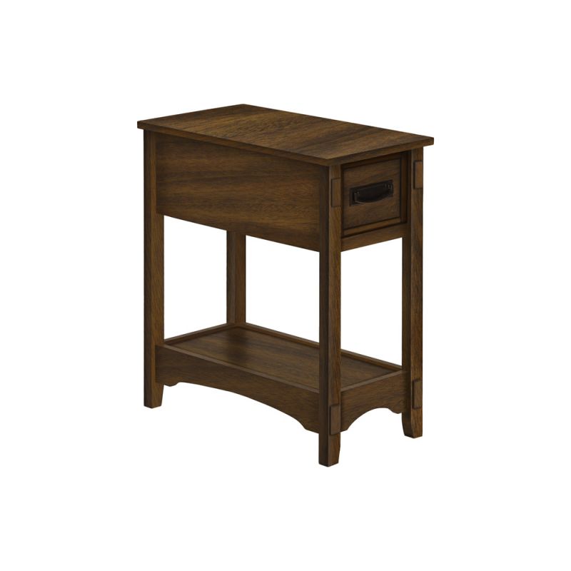 Monarch Specialties - Accent Table, End, Side Table, Nightstand, 2 Tier, Narrow, Storage Drawer, Brown Veneer, Transitional - I 3955