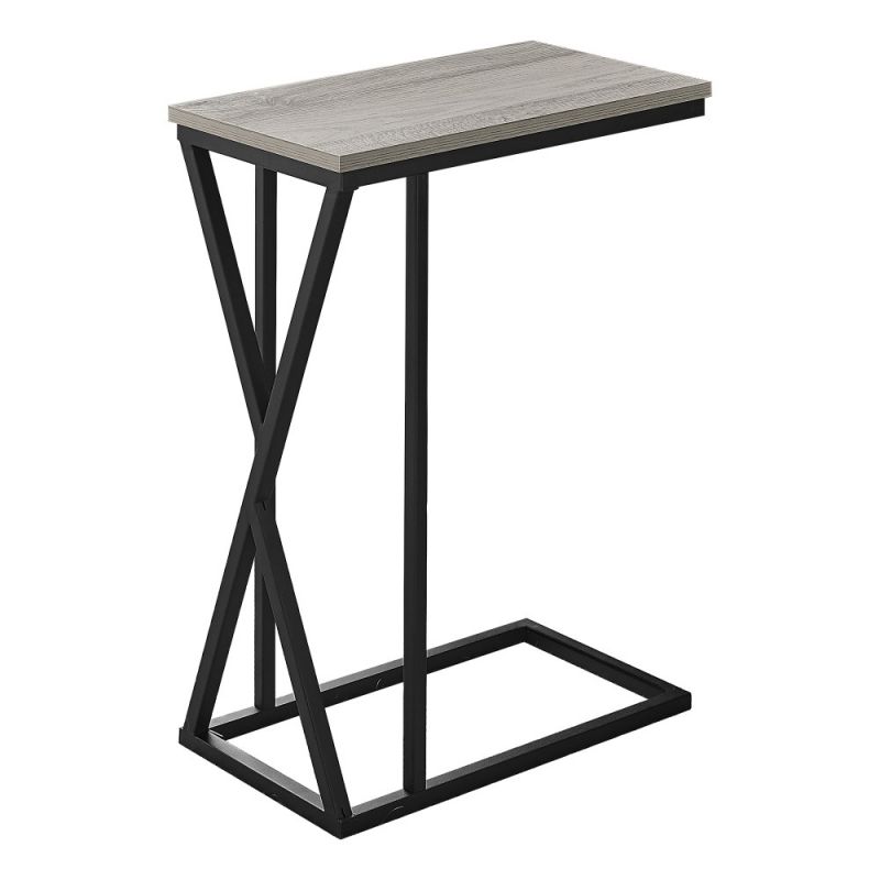 Monarch Specialties - Accent Table, C-Shaped, End, Side, Snack, Living Room, Bedroom, Metal, Laminate, Grey, Black, Contemporary, Modern - I-3248